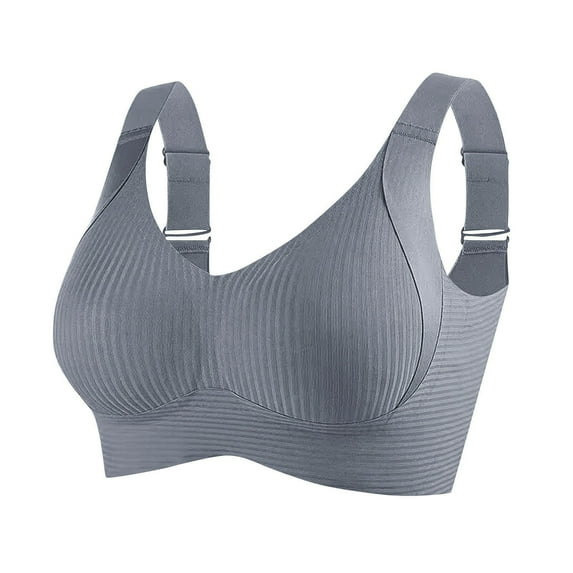 ATOYSOY Comfortable Wireless Everyday Bras for Women Ribbed Push Up Wireless Bra Seamless Everyday Underwear (Dark Gray,M)