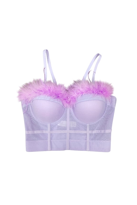 Corset Shapewear Underwired Breathable Push Up Underwear Summer Party Camisole Slim Tank Crop Tops Workout Girls Teens Smoothing Comfy Bra Purple