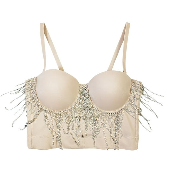 ATOYSOY Corset Shapewear Underwired Tassels Breathable Push Up Underwear Summer Party Camisole Slim Tank Crop Tops Workout Girls Teens Smoothing Comfy Bra Yellow