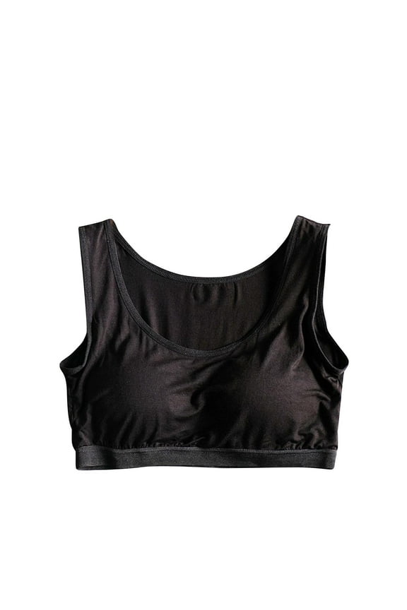 Cotton Lined Sports Bra Everyday Bra Padded Yoga Activewear Bralette Solid Color Underwear Teens Comfort Bra Push Up Breathable Workout Wireless Tank Tops Black S