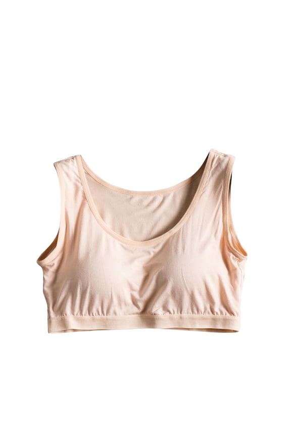 Cotton Lined Sports Bra Everyday Bra Padded Yoga Activewear Bralette Solid Color Underwear Teens Comfort Bra Push Up Breathable Workout Wireless Tank Tops Beige M