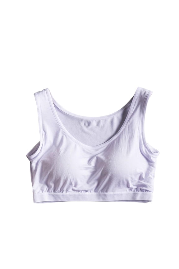Cotton Lined Sports Bra Everyday Bra Padded Yoga Activewear Bralette Underwear Teens Comfort Bra Push Up Breathable Workout Wireless Tank Tops White XL