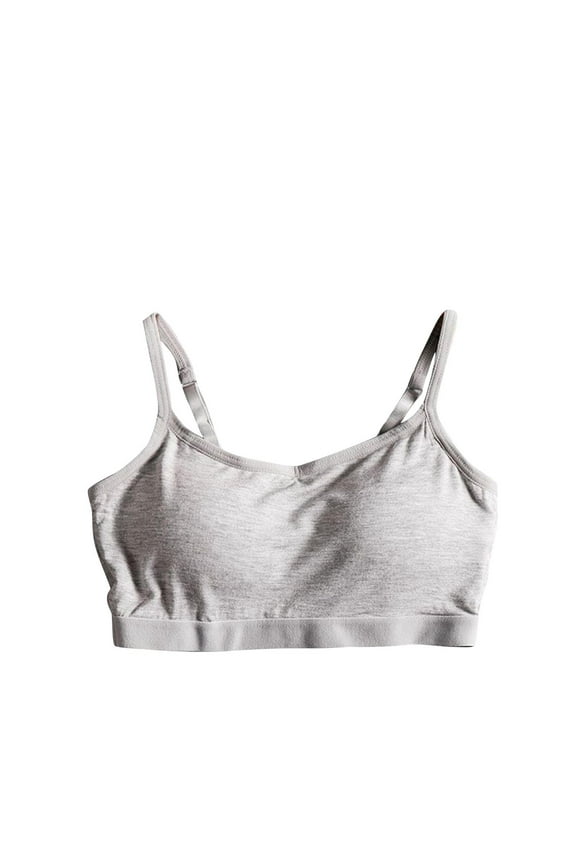 Cotton Lined Sports Bra Everyday Bra Padded Yoga Activewear Teens Bralette Solid Color Underwear Workout Comfort Bra Push Up Breathable Wireless Tank Tops Gray M