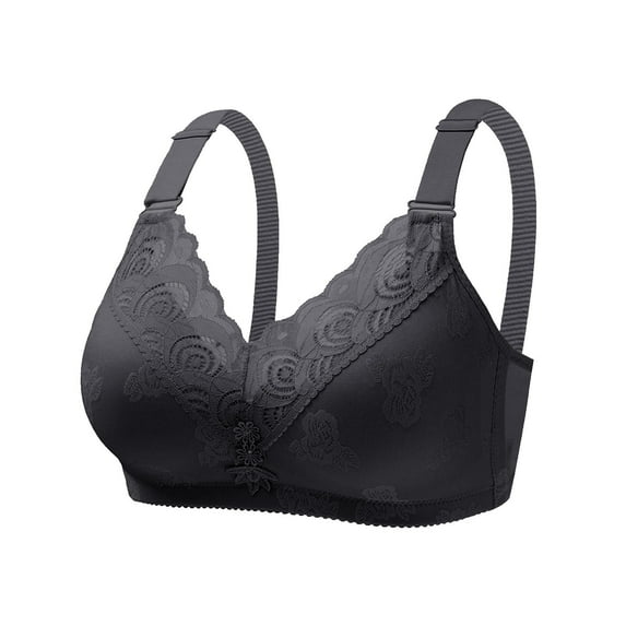 ATOYSOY Cotton Plus Size Everyday Bra Lace Splicing Breathable Push Up Underwear Wireless Workout Support Full Coverage Bra Girls Teens Smoothing Comfy Bra Black