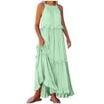 thumbnail image 1 of ATOYSOY Dresses for Women Crew Neck Ruched Long Dress Beach Sundresses Summer Solid Color Casual Dresses Loose Sleeveless (Mint Green,XXL), 1 of 8