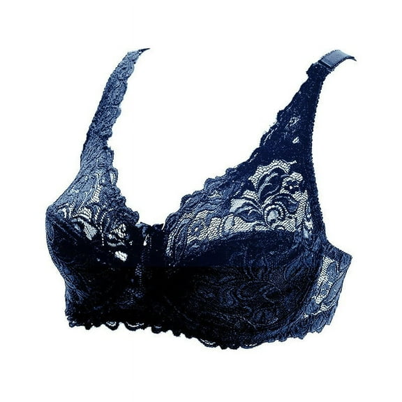 ATOYSOY Everyday Bra Breathable Push Up Underwear Floral Lace Smoothing Comfort Bra Fitness Workout Seamless Blue