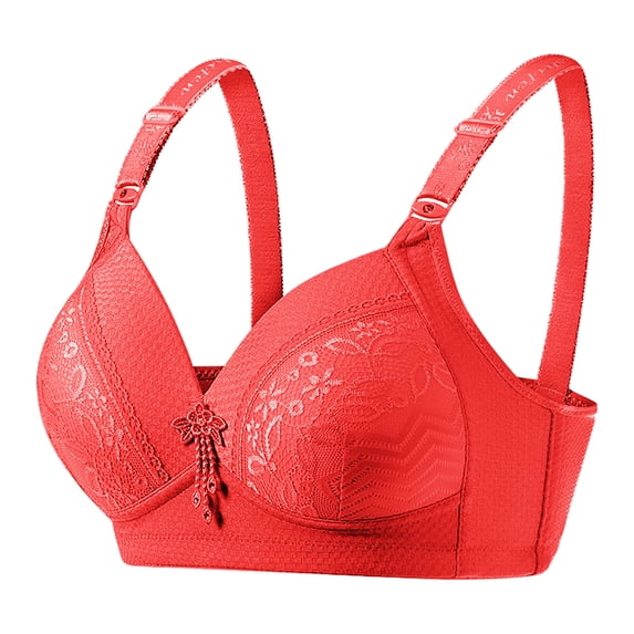 ATOYSOY Everyday Bra Daily Floral Graphic Breathable Push Up Underwear Wireless Workout Girls Teens Smoothing Comfy Bra Red