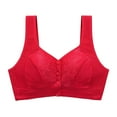 thumbnail image 1 of ATOYSOY Everyday Bra Daily Floral Lace Breathable Push Up Underwear Wireless Front Closure Button Workout Girls Teens Clearance Smoothing Comfy Bra Red, 1 of 2