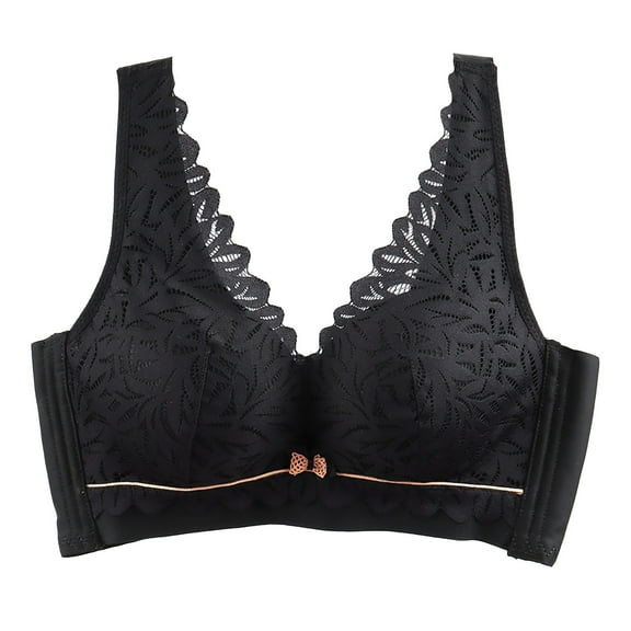 ATOYSOY Everyday Bra Daily Floral Lace Breathable Push Up Underwear Wireless Workout Girls Teens Smoothing Comfy Bra Black