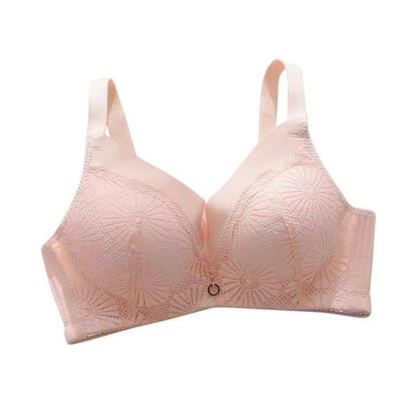 ATOYSOY Everyday Bra Daily Lace Splicing Breathable Push Up Underwear Thicken Workout Girls Teens Smoothing Comfy Bra Beige