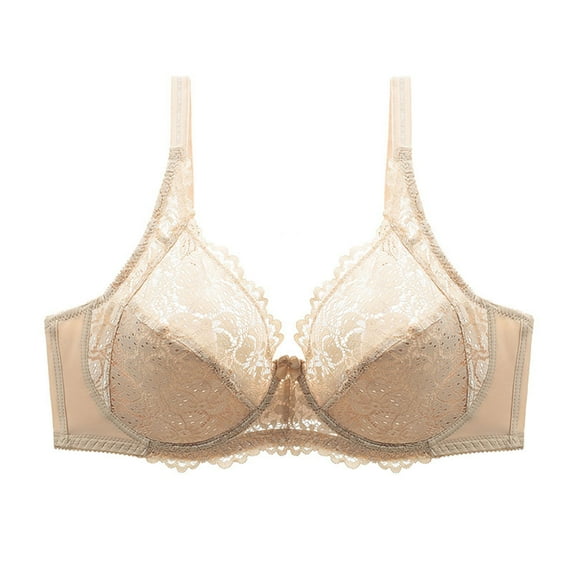 ATOYSOY Everyday Bra Daily Lace Splicing Breathable Push Up Underwear Underwired Padded Workout Girls Teens Smoothing Comfy Bra Beige