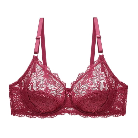 ATOYSOY Everyday Bra Daily Lace Splicing Breathable Push Up Underwear Underwired Padded Workout Girls Teens Smoothing Comfy Bra Red