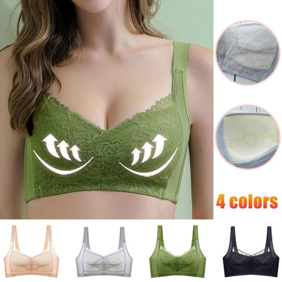 ATOYSOY Everyday Bra Daily Lace Splicing Breathable Push Up Underwear Wireless Workout Girls Teens Smoothing Comfy Bra Beige