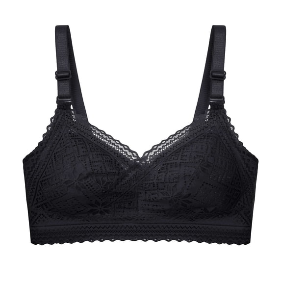 ATOYSOY Everyday Bra Daily Lace Splicing Breathable Push Up Underwear Wireless Workout Girls Teens Clearance Smoothing Comfy Bra Black