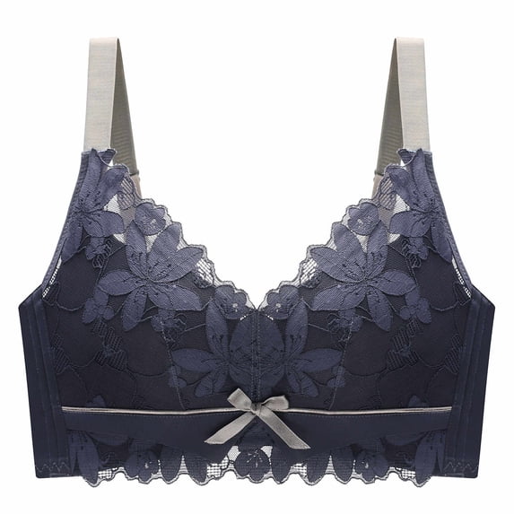 ATOYSOY Everyday Bra Daily Lace Splicing Breathable Push Up Underwear Wireless Workout Girls Teens Smoothing Comfy Bra Blue