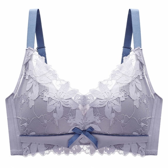 ATOYSOY Everyday Bra Daily Lace Splicing Breathable Push Up Underwear Wireless Workout Girls Teens Smoothing Comfy Bra Purple