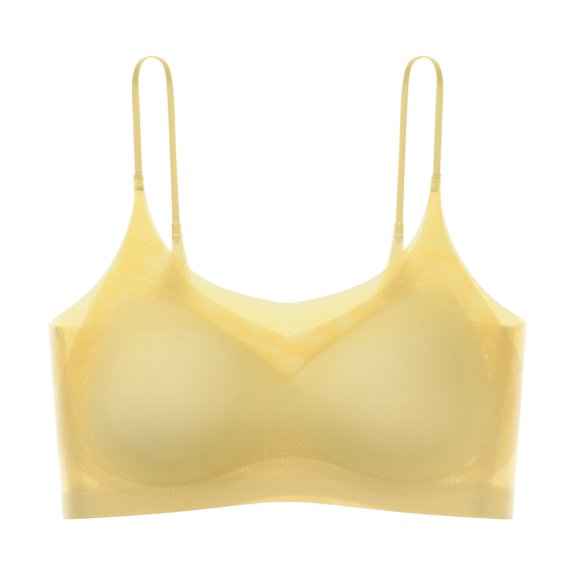 ATOYSOY Everyday Bra Wireless Breathable Push Up Underwear Workout Solid Color Girls Teens Seamless Crop Tops Camisoles Smoothing Comfort Bra Yellow