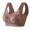 thumbnail image 1 of ATOYSOY Everyday Bra Wireless Camisole Crop Tops Breathable Push Up Underwear Workout Floral Lace Girls Teens Seamless Smoothing Comfort Bra Clearance Brown, 1 of 5