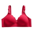 thumbnail image 1 of ATOYSOY Everyday Bra Wireless Lightly Breathable Push Up Underwear Solid Color Smoothing Comfort Bra Fitness Workout Seamless Clearance Red, 1 of 4