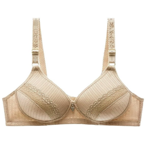 ATOYSOY Everyday Bra Wireless Lightly Breathable Push Up Underwear Solid Color Smoothing Comfort Bra Lace Fitness Workout Seamless Clearance Beige