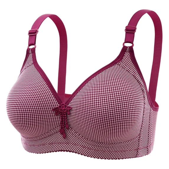 ATOYSOY Everyday Bra Wireless Support Full Coverage Bra Breathable Push Up Underwear Workout Plaid Girls Teens Seamless Smoothing Comfort Bra Pink