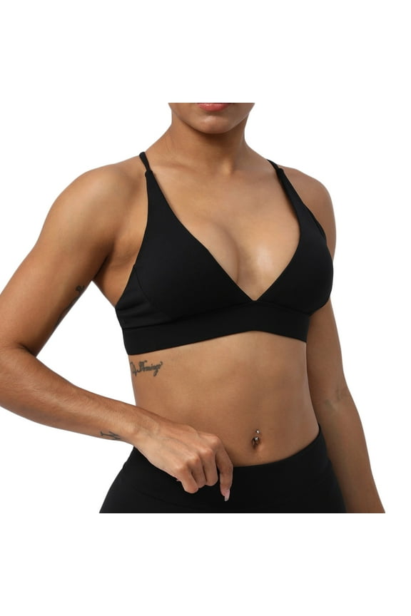 Everyday Bra Wireless Triangle Bralette Bra Breathable Push Up Underwear Workout Sports Running Gym Yoga Girls Teens Smoothing Comfort Bra Black