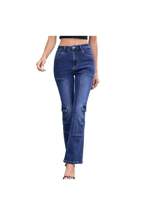 Flare Jeans for Women Cropped Stretchy Mid Waisted Bottom Jeans Womens Flare Jeans with Hem