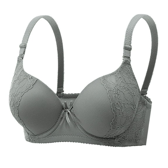 ATOYSOY Lace Bra for Womens Full Coverage Underwire Bras Padded Underwea (Gray,L)