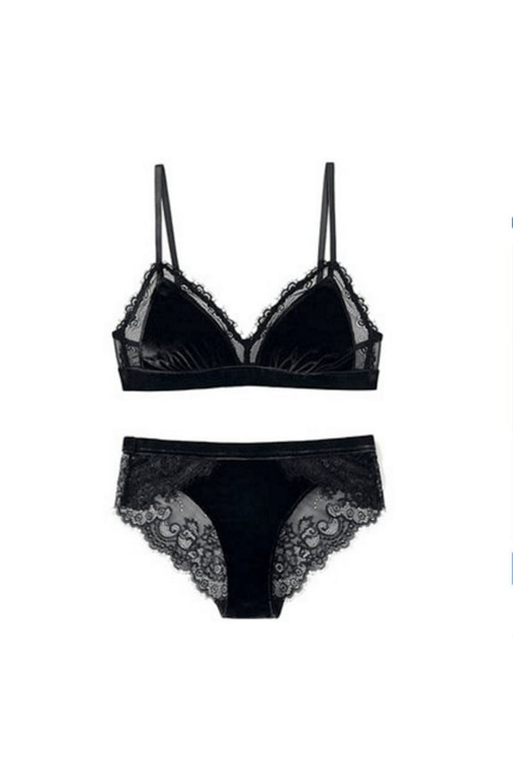 Lace Everyday Triangle Bra Sets Push Up Underwear Wirefree Workout Breathable Thin Lightly Underpants Briefs Bralette Comfy Bra Girls Teens Black S