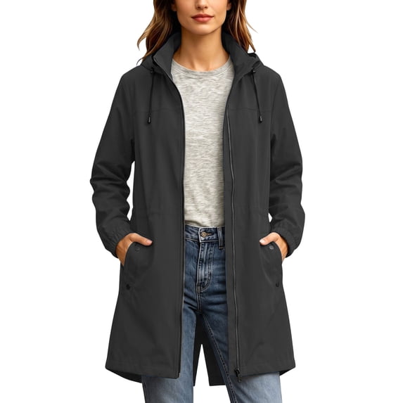 ATOYSOY Long Raincoat for Women Waterproof Rain Jackets with Hooded Outdoor Light Windbreaker Trench Coat 2026