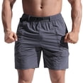 thumbnail image 1 of ATOYSOY Men's Sports Running Shorts Boys Summer Beach Workout Activewear Clearance Holiday Elastic Waist Drawstring Trendy Pants Quick Dry Lightweight Gym Causal Trousers Gray, 1 of 5
