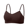 thumbnail image 1 of ATOYSOY Natural Fiber Wireless Bralette No Underwire Thin Shoulder Strap Ruched Bust Seamless Thin Soft Support Bra For Women Solid Color Everyday Casual Outfit, 1 of 5