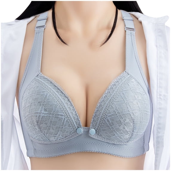 ATOYSOY Nursing Everyday Bra Breathable Push Up Underwear Wireless Front Closure Button Workout Girls Teens Smoothing Comfy Bra Gray