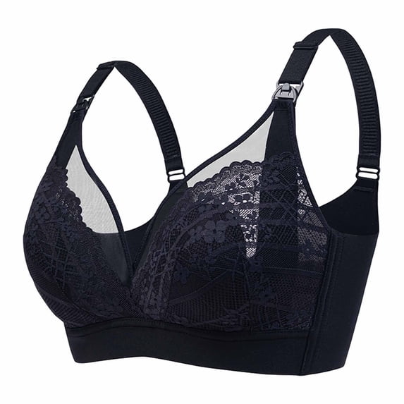 ATOYSOY Nursing Everyday Bra Lace Splicing Breathable Push Up Underwear Wireless Workout Thin Lightly Girls Teens Smoothing Comfy Bra Black