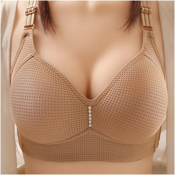 ATOYSOY Nursing Everyday Bra Solid Color Breathable Push Up Underwear Wireless Thin Lightly Workout Support Full Coverage Bra Girls Teens Clearance Smoothing Comfy Bra Brown