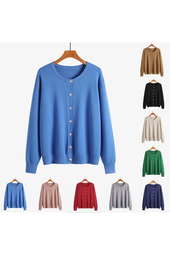 Open Front Button Cardigans Loose Sweatshirts for Women Solid Color Tops Casual Outwear Fall Long Sleeve Soft Sweaters Trendy Beige L