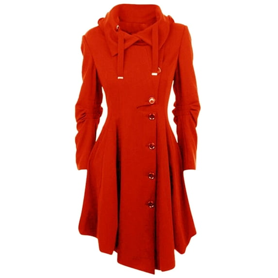 ATOYSOY Open Front Overcoats Winter Loose Jackets for Women Solid Color Windbreaker Workout Trendy Casual Dressy Trench Coat Long Sleeve Outwear Irregular Hem Red L