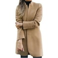 thumbnail image 1 of ATOYSOY Open Front Stand Collar Shackets Winter Loose Jackets for Women Plus Size Tops Long Sleeve Woolen Outwear Trech Coat Workout Casual Overcoat Lightweight Yellow, 1 of 2