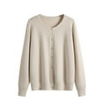 thumbnail image 1 of ATOYSOY Outwear Fall Solid Color Tops Long Sleeve Soft Sweaters Trendy Casual Open Front Button Cardigans Loose Sweatshirts for Women Beige XXXL, 1 of 6