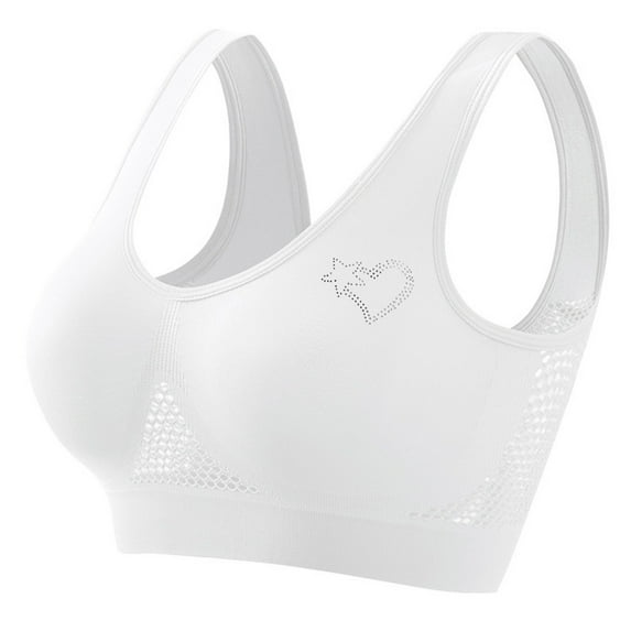 ATOYSOY Plus Size Bra for Women Sport Workout Supportive Comfy Bralettes Fashion Solid Thin Yoga Bras (White,S)