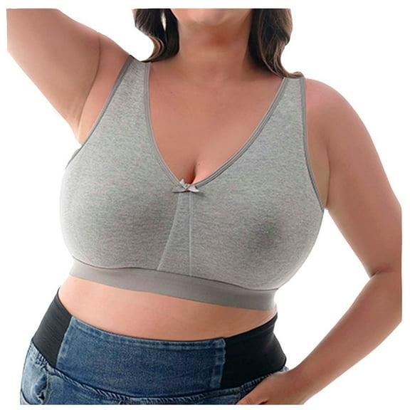ATOYSOY Plus Size Everyday Bra Breathable Push Up Underwear Workout Solid Color Girls Teens Seamless Smoothing Comfort Bra Gray