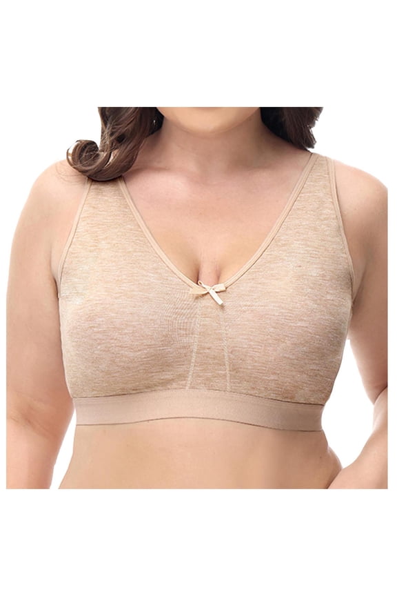Plus Size Everyday Bra Breathable Push Up Underwear Workout Solid Color Girls Teens Seamless Smoothing Comfort Bra Yellow