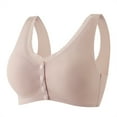 thumbnail image 1 of ATOYSOY Plus Size Everyday Bra Floral Lace Breathable Push Up Underwear Front Closure Button Workout Support Full Coverage Bra Girls Teens Smoothing Comfy Bra Pink, 1 of 2