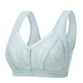thumbnail image 1 of ATOYSOY Plus Size Everyday Bra Floral Lace Breathable Push Up Underwear Wireless Front Closure Button Workout Support Full Coverage Bra Girls Teens Comfy Bra Blue, 1 of 3
