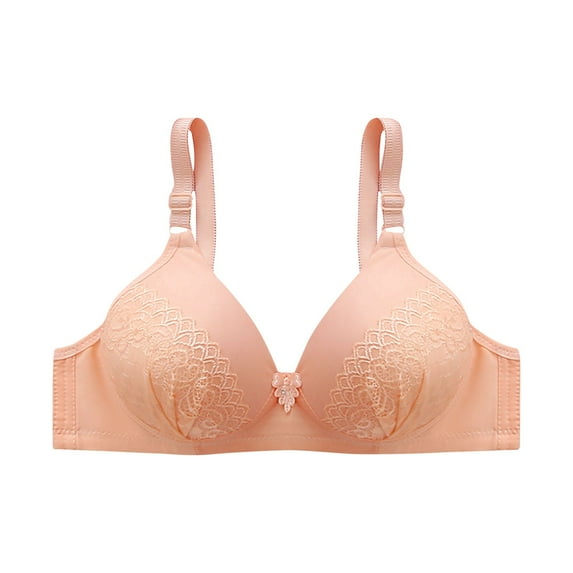 ATOYSOY Plus Size Everyday Bra Floral Lace Breathable Push Up Underwear Wireless Workout Support Full Coverage Bra Girls Teens Smoothing Comfy Bra Yellow