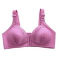 thumbnail image 1 of ATOYSOY Plus Size Everyday Bra Floral Lace Ruched Breathable Push Up Underwear Wireless Front Closure Workout Support Full Coverage Bra Girls Teens Comfy Bra Purple, 1 of 9