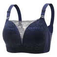 thumbnail image 1 of ATOYSOY Plus Size Everyday Bra Lace Splicing Breathable Push Up Underwear Wireless Workout Support Full Coverage Bra Girls Teens Smoothing Comfy Bra Blue, 1 of 2