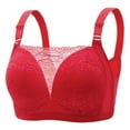 thumbnail image 1 of ATOYSOY Plus Size Everyday Bra Lace Splicing Breathable Push Up Underwear Wireless Workout Support Full Coverage Bra Girls Teens Smoothing Comfy Bra Red, 1 of 2