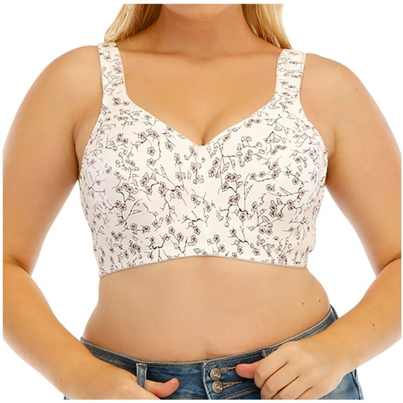 ATOYSOY Plus Size Everyday Bra Support Full Coverage Bra Breathable Push Up Underwear Workout Thin Lightweight Girls Teens Smoothing Comfort Bra Clearance White