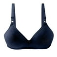 thumbnail image 1 of ATOYSOY Plus Size Everyday Bra Wirefree Breathable Push Up Underwear Floral Smoothing Comfort Bra Fitness Workout Support Full Coverage Bra Seamless Clearance Navy, 1 of 4